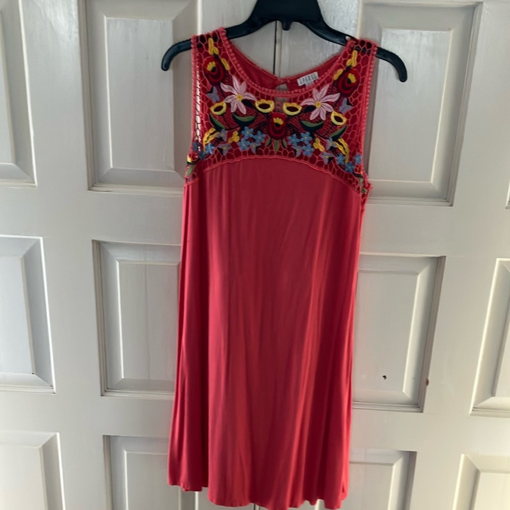 Spense Pink Sleeveless Crew Neck Sundress